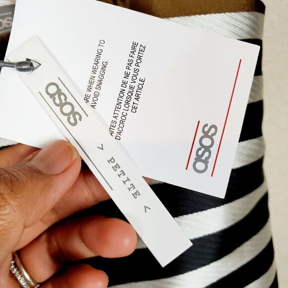 Asos Striped Gold Black Pleats Midi Skirt SALE - Picture 4 of 12